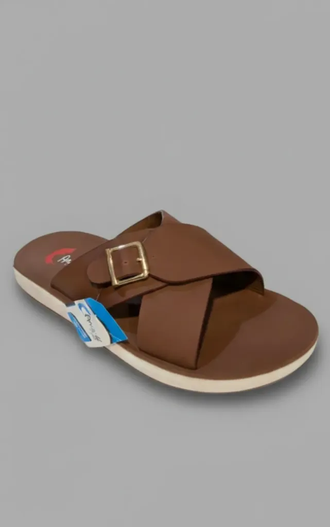 Coffee Brown" Cross-Strap Slide Chappal