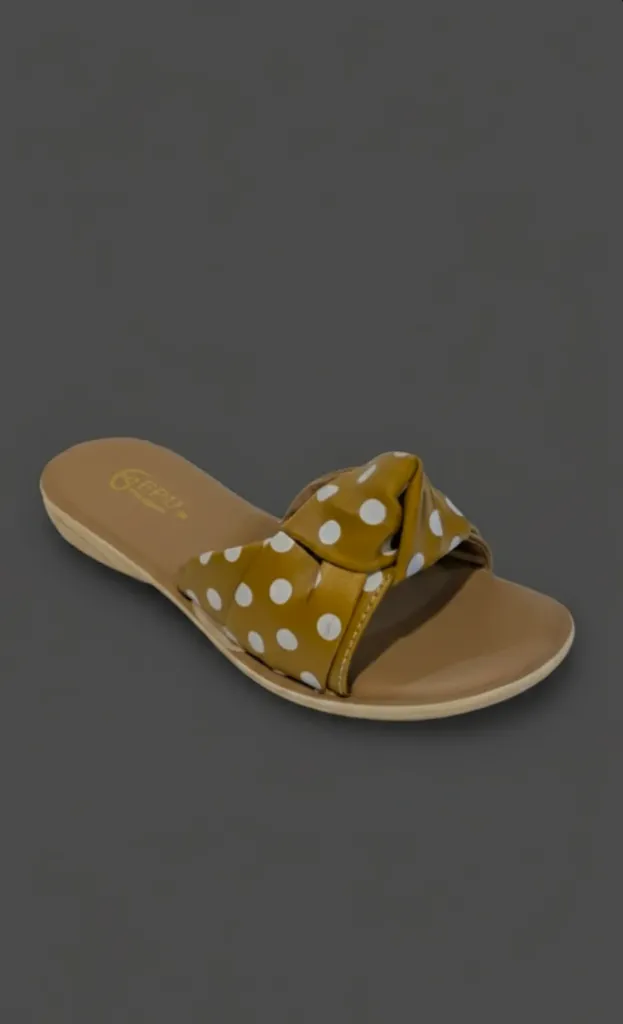 Twisted Knot" design Mustard Yellow Polka Dot Slide