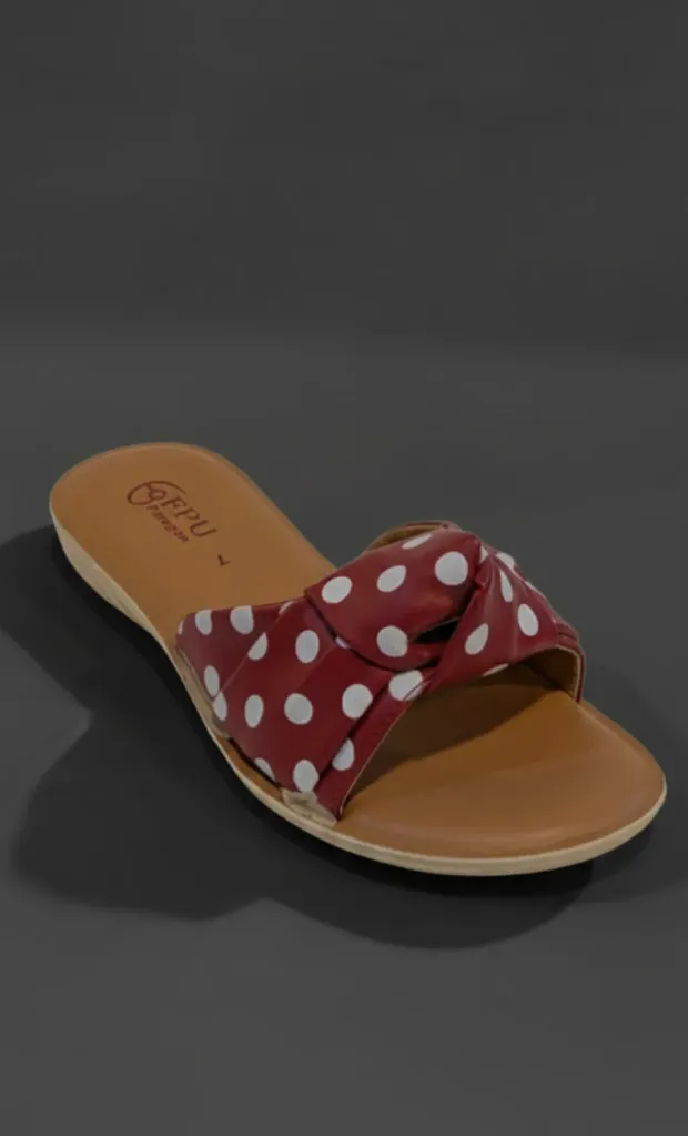 (Maroon/Red) Twisted Knot" design Polka Dot Slide
